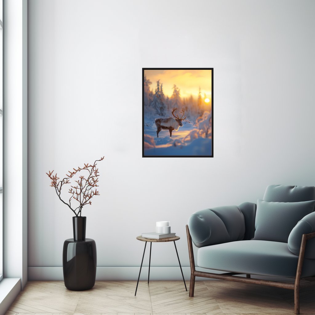 Sob v zasněžené krajině