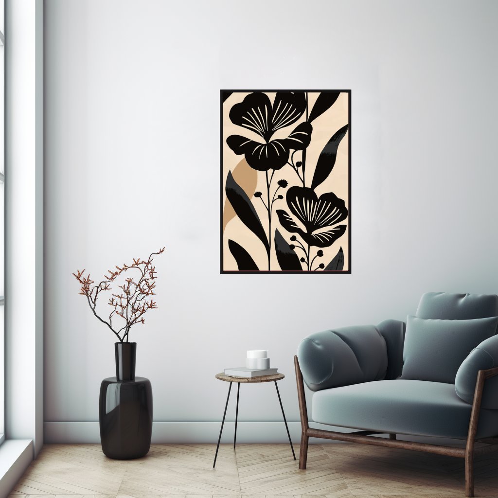Květiny v béžovo-černém kontrastu