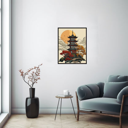 Japonská pagoda v oblacích