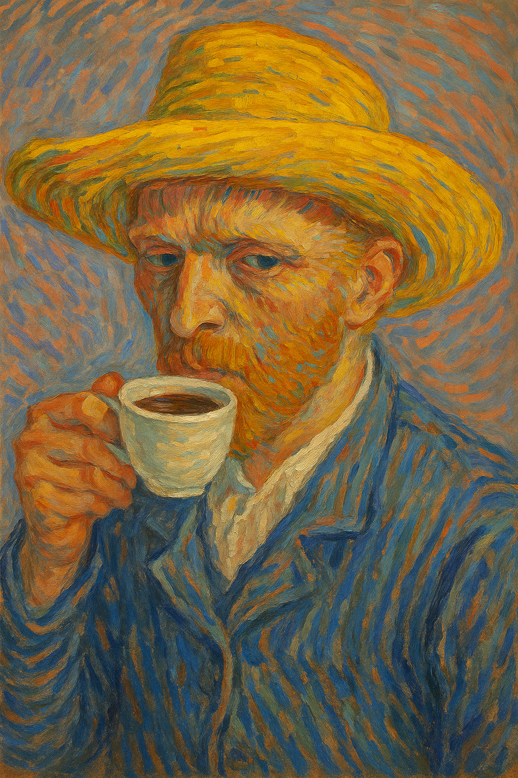 Autoportrét s šálkem kávy - Vincent van Gogh