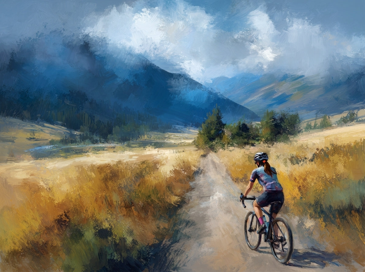 Cyklistka v horské krajině