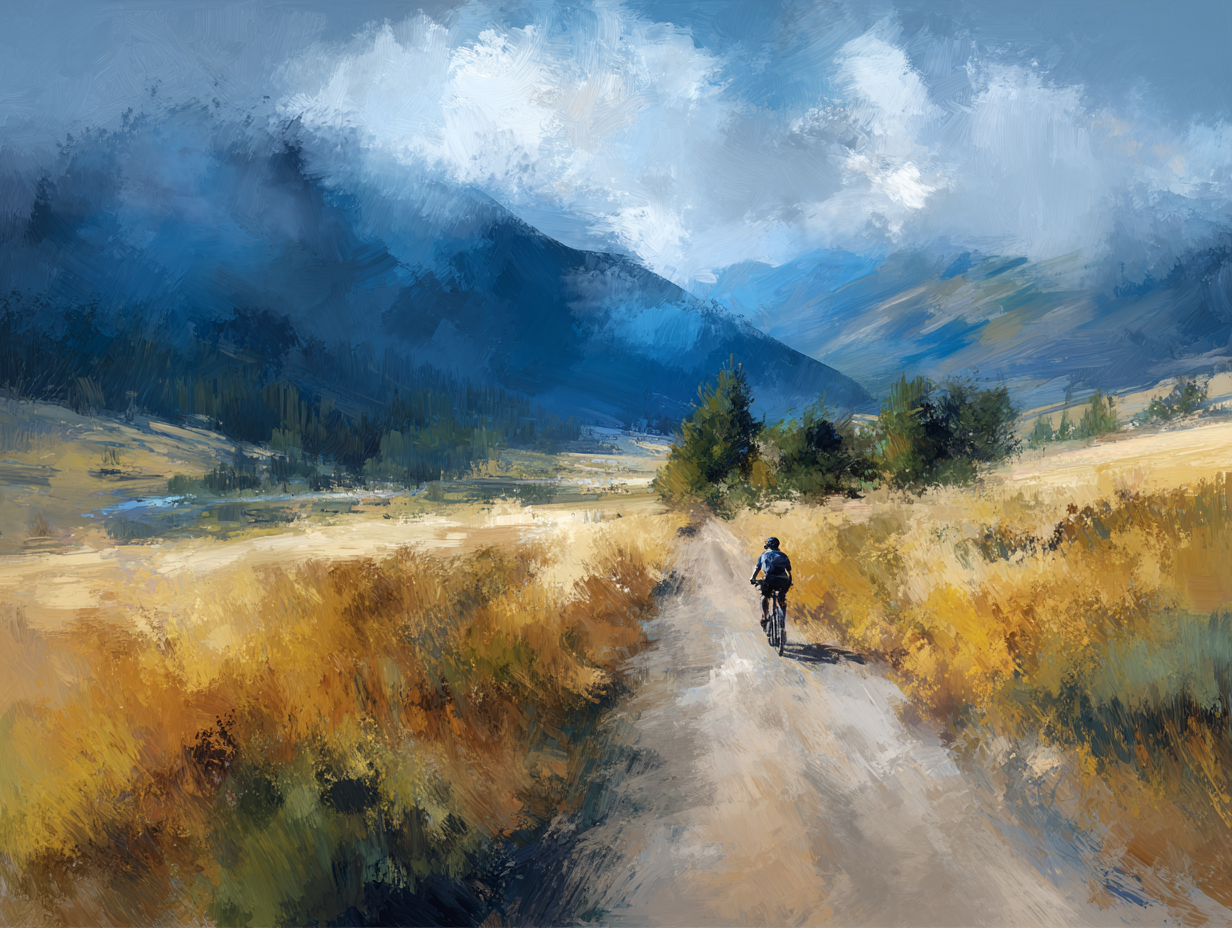 Cyklista v krajině hor