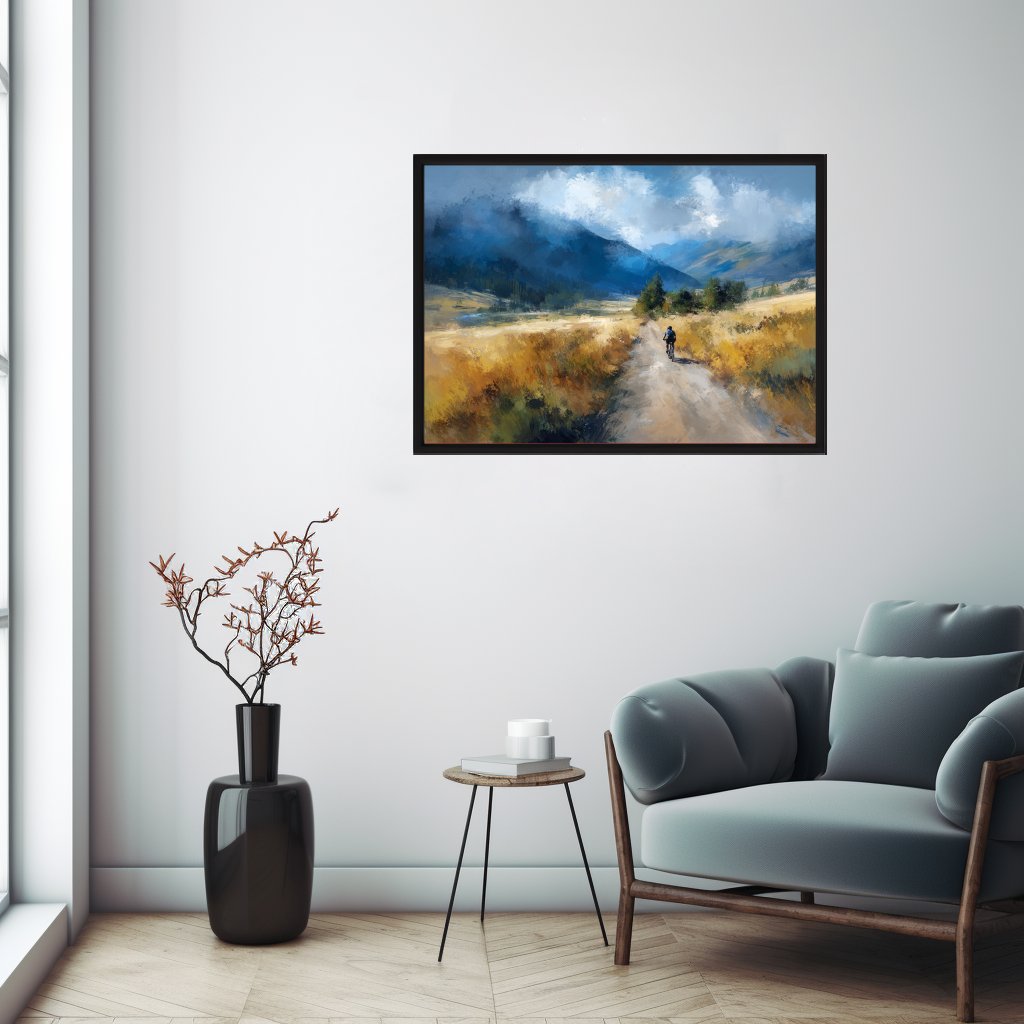 Cyklista v krajině hor